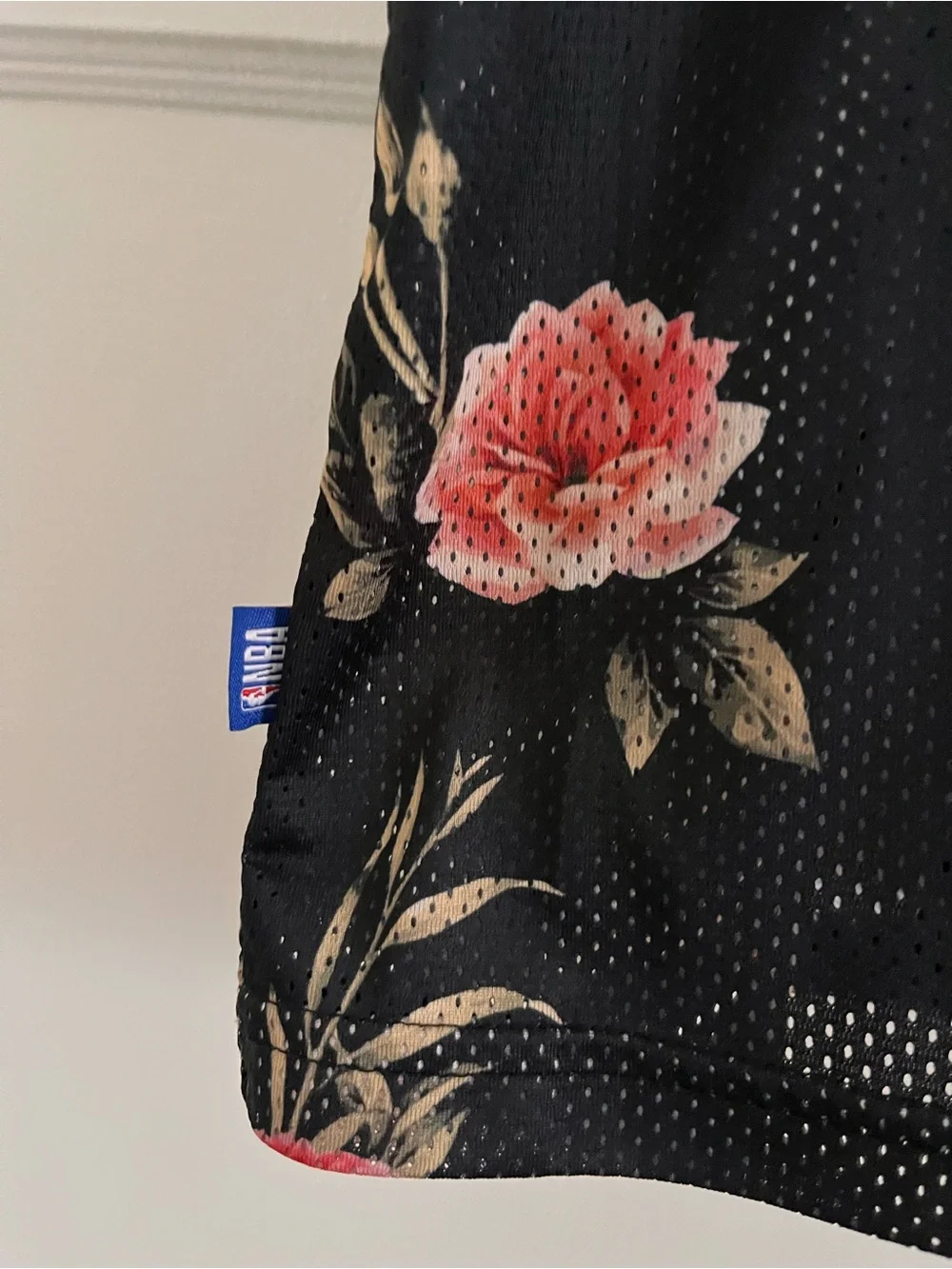 NBA Black Floral Basketball Jersey with Red Flowers